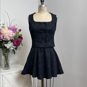 NWT Mable Navy Blue & Black Tweed Two Piece Set - size SMALL